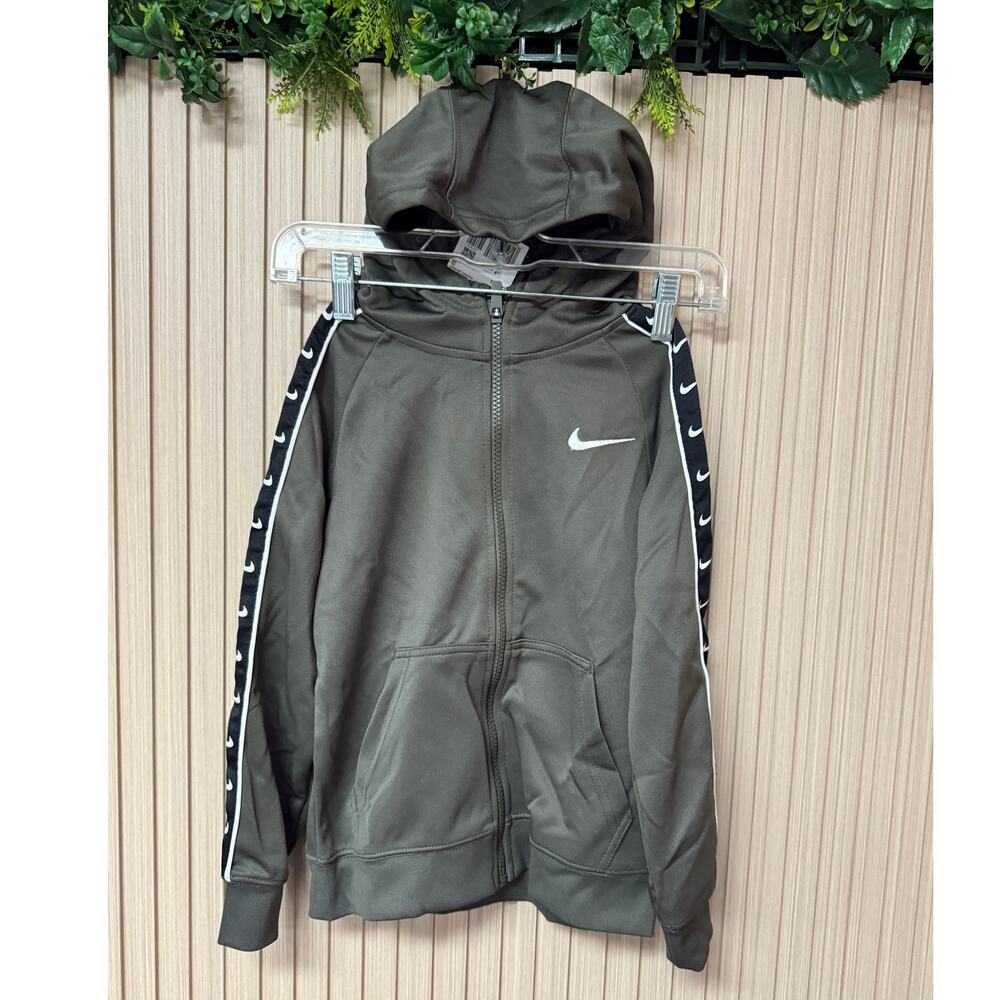 Nike B Swoosh Tape Full Zip Hoodie CV1334-325 Boys Size XS - Picture 2 of 12